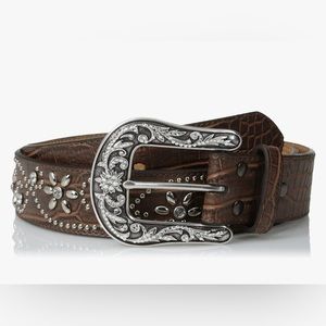 Brown Floral Stud Belt | Large - 33”-34” wasit